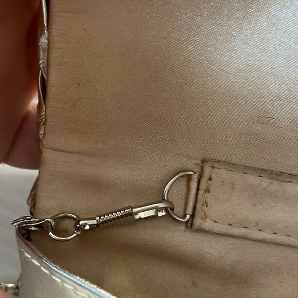 Gold pleated rectangular crystal encrusted fold over clutch evening bag - Picture 10 of 11